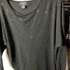 Liz Claiborne Black Long Sleeve Top with Silver Stud Detailing